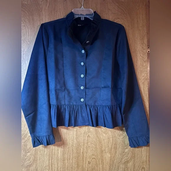 Dark blue velvet jacket - Picture 1 of 2